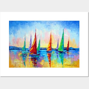 Multi-colored sailboats Posters and Art